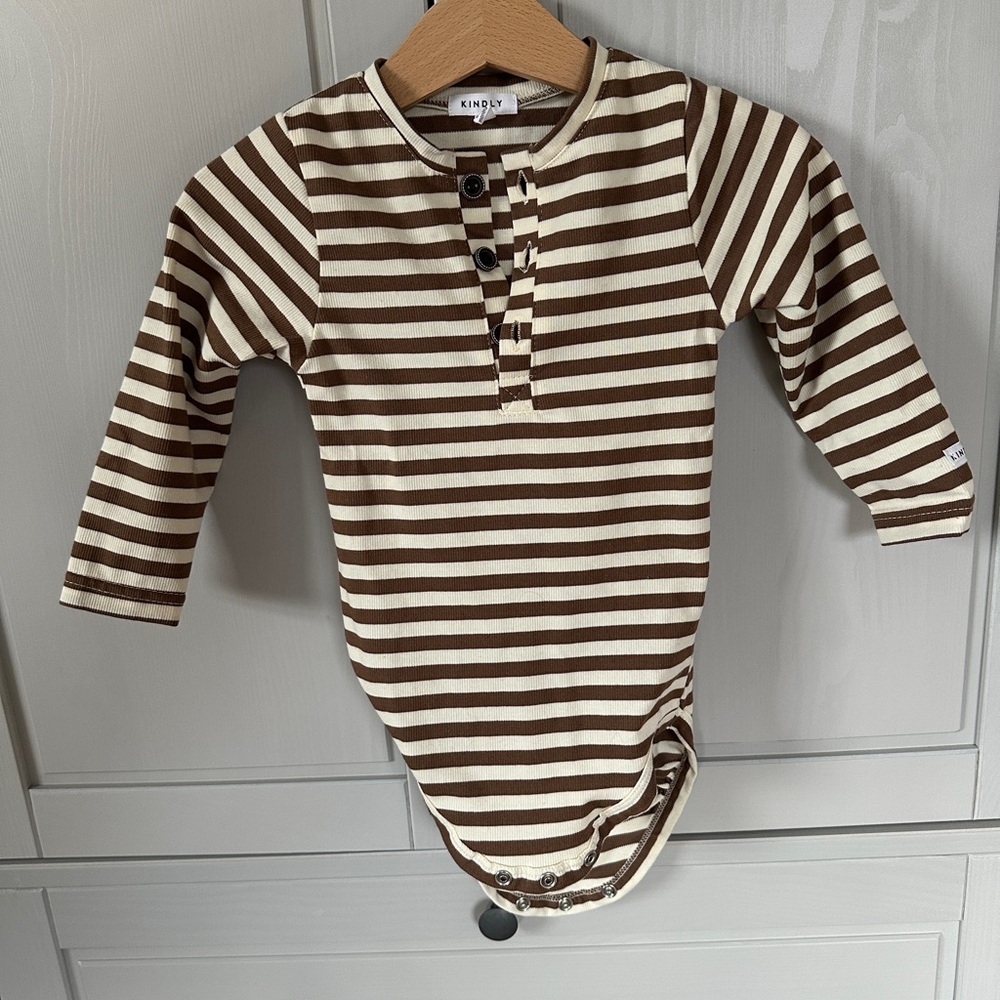 Striped Brown and White Kids Bodysuit